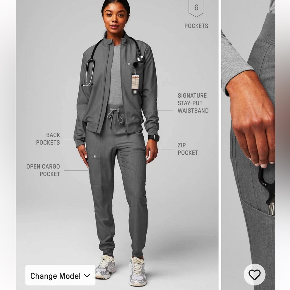 Fabletics Scrubs On-Call Joggers Heather Gray